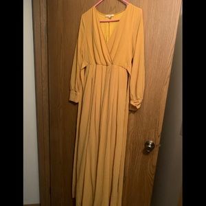 Mustard yellow maxi maternity dress